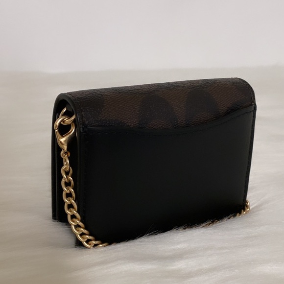 New💃Coach Mini Wallet On A Chain Signature Canvas - Picture 5 of 7